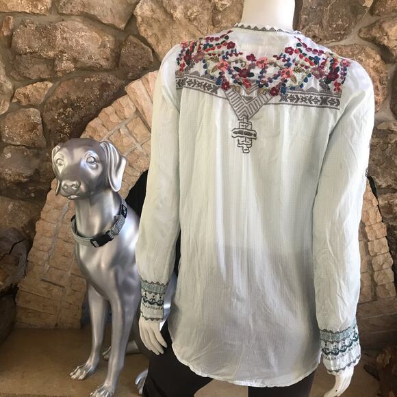 Johnny Was Biya Silk Floral Embroidered Popover Long Sleeve Top Women's Size XS - Picture 5 of 9